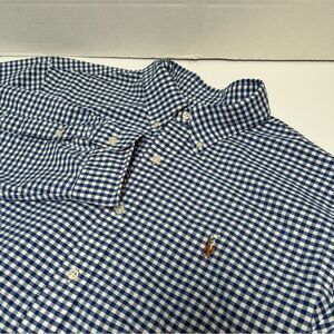 Ralph Lauren Blue & White Gingham‎ Check Cotton Button Down size XXL